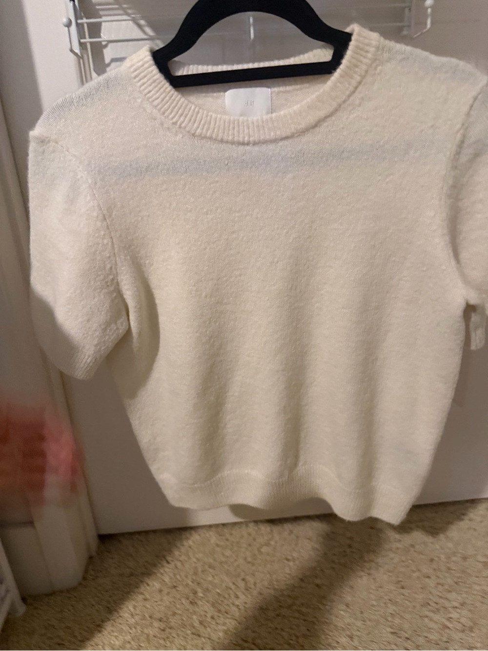 H&M Cream Short-Sleeve Knit Sweater